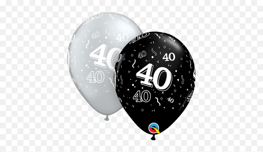 40 Black And Silver Latex Balloon - Birthday Balloons Emoji,Black Balloon Emoji