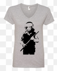 Riot Police Smiling Protest Ladiesu0027 V - Neck Tshirt Well Read Woman Is A Dangerous Creature T Shirt Emoji,Riot Emoji