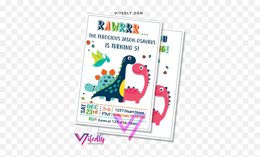 Birthday Invitations U2013 Tagged Dinosaur U2013 Vitedly - Dot Emoji,Dinosaur Emoji Text