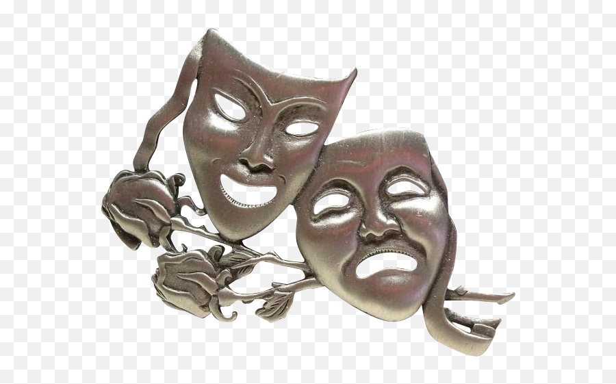Comedy Tragedy Mask Jj Pin Brooch - Face Mask Emoji,Drama Mask Emoji