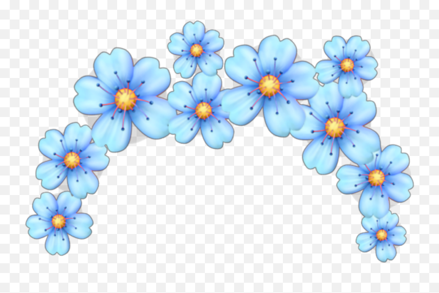 Blue Flowers Flower Crown Tumblr Kawaii Emoji Emojis - Transparent Emoji Flower Crown,Kawaii Emoji
