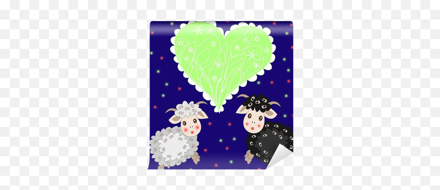 Christmas Card With Cute Sheep And Heart On Purple Background Wall Mural U2022 Pixers U2022 We Live To Change - Party Supply Emoji,Sheep Emoticon