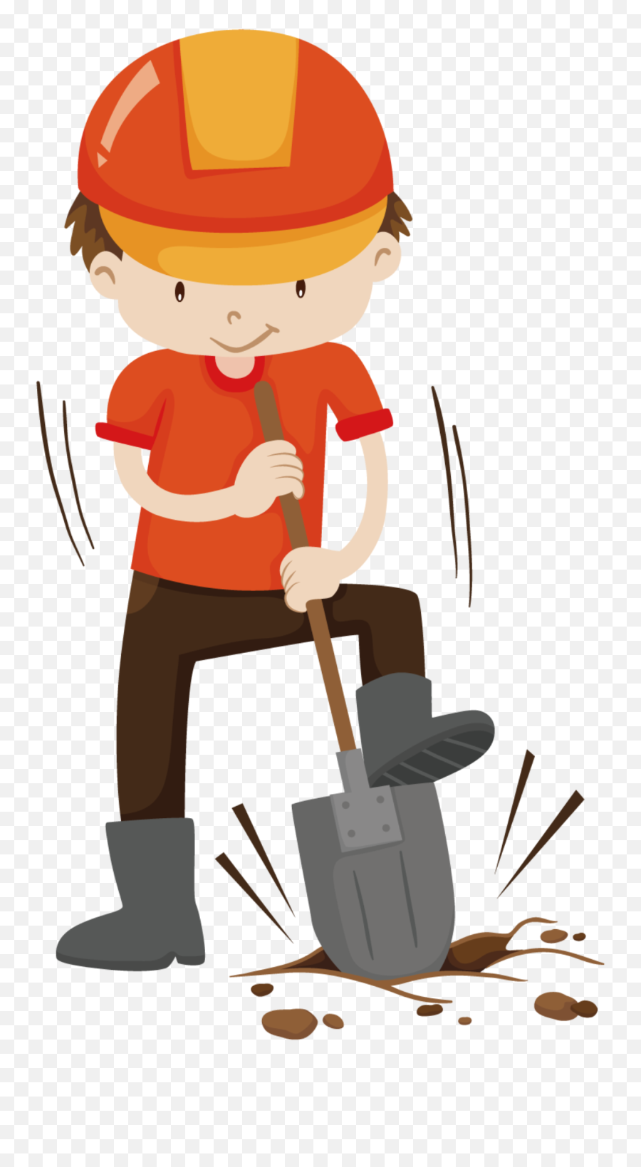 Cute Style Hand Drawn Orange Hard Hat Worker Labor - Digging Worker Transparent Labor Png Emoji,Labor Day Emoji