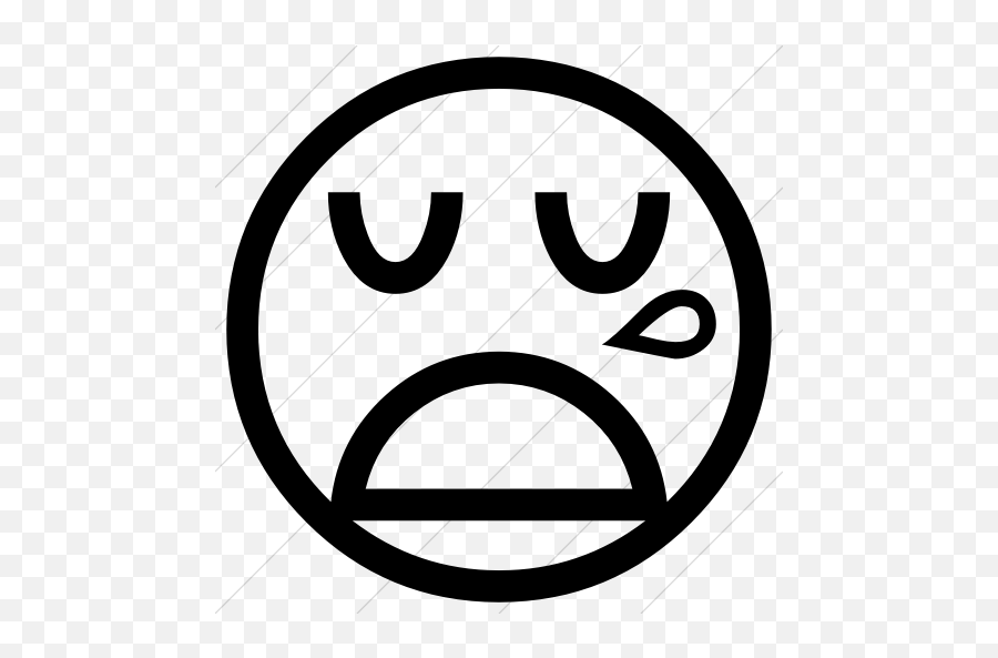 Simple Black Classic Emoticons Sleepy - Simple Crying Face Emoji,Black Emoticons