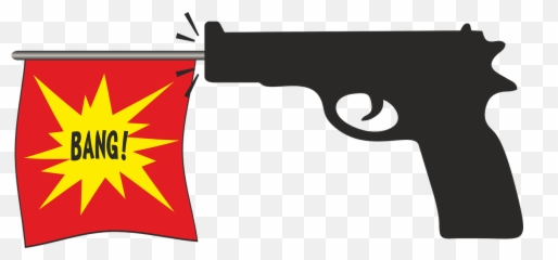 Clipart Gun Violence - Cartoon Bang Flag Emoji