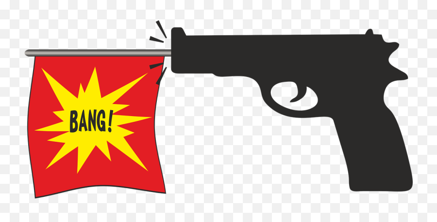 Clipart Gun Gun Violence Clipart Gun - Cartoon Gun Bang Flag Emoji,Gun And Star Emoji