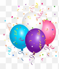 Balloons And Confetti Clipart Image - Transparent Background Birthday Emoji