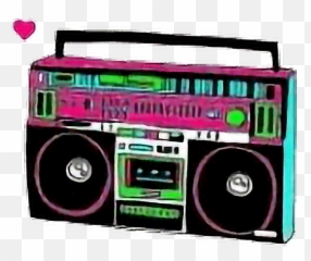 Neon Retro Boombox Vintage Stereo - Cassette Deck Emoji