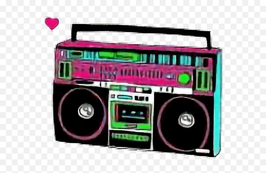 Neon Retro Boombox Vintage Stereo - Cassette Deck Emoji,Stereo Emoji