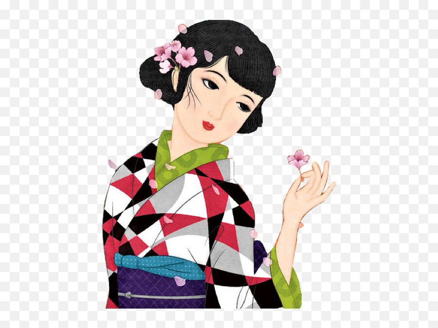 Girl Kimono Japanese Japan Flower Woman - Geisha Emoji,Kimono Emoji