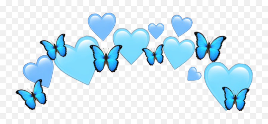 Heartjoon Heartcrown Heart Crown Blue Butterfly Emoji - Transparent Butterfly Crown Png,Heart Emoji Crown