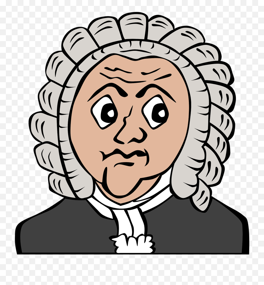 Barrister Wig Attorney Robe Court - Jan Sebastian Bach Cartoon Emoji,Gavel Emoji Copy