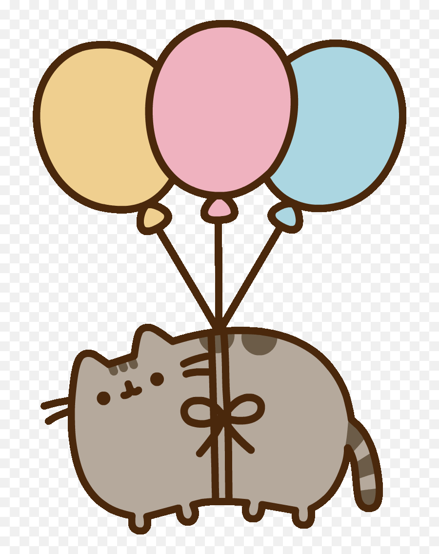 Pusheen Cat - Pusheen Balloons Emoji,Birthday Cat Emoji