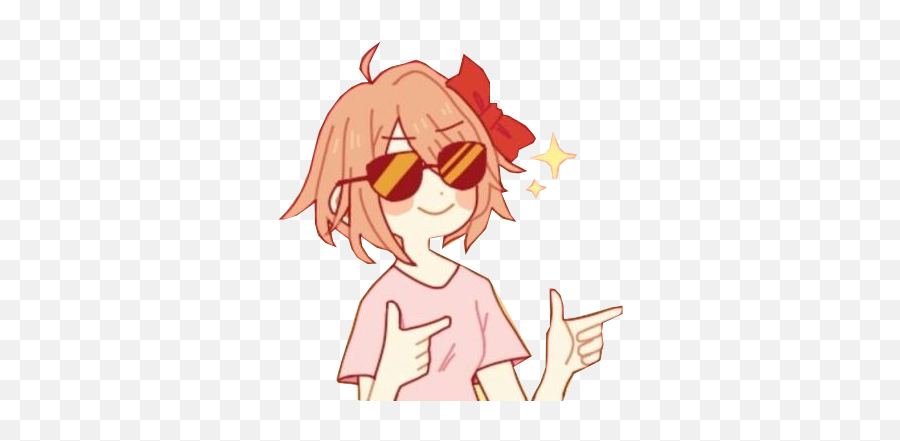 Aniguns - Ddlc Sayori With Sunglasses Emoji,Finger Guns Emoji