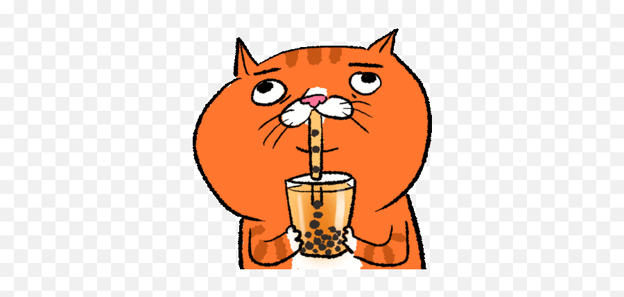 Bubble Tea Line Sticker By Ehcat - Bubble Tea Cat Gif Emoji,Bubble Tea Emoji