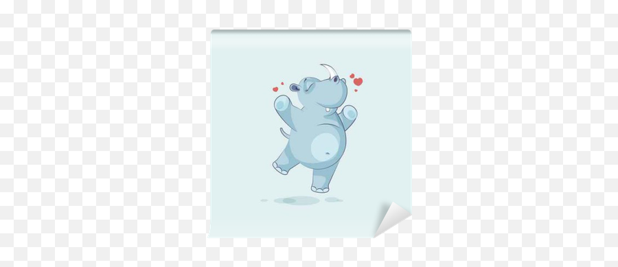 Illustration Isolated Emoji Character Cartoon Rhinoceros Jumping For Joy Happy Sticker Emoticon Wall Mural U2022 Pixers U2022 We Live To Change - Illustration,Elephant Emoji