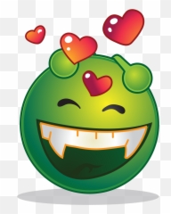 Smiley Green Alien Happy Love - Whatsapp Dp Mood Off Emoji
