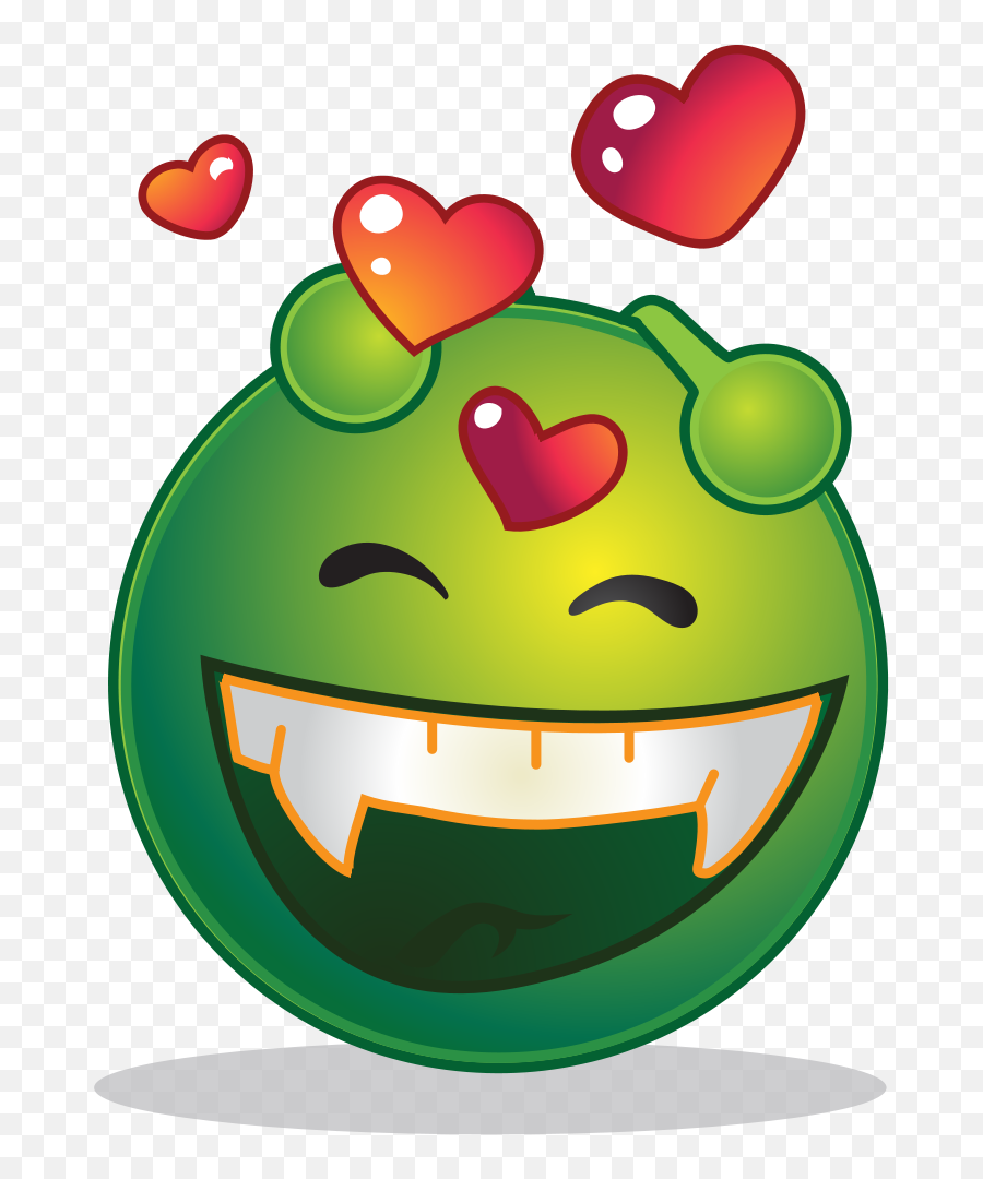 Smiley Green Alien Happy Love - Whatsapp Dp Mood Off Emoji,Blush Emoticon