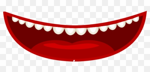 Vector Drawing Of Cartoon Style Red Mouth With White Teeth - Transparent Background Emoji