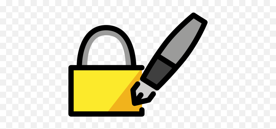 Lock With Ink Pen - Clip Art Emoji,Lock Emoji