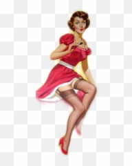 vintage lady style beauty woman retro dress pinup red - Illustration Emoji