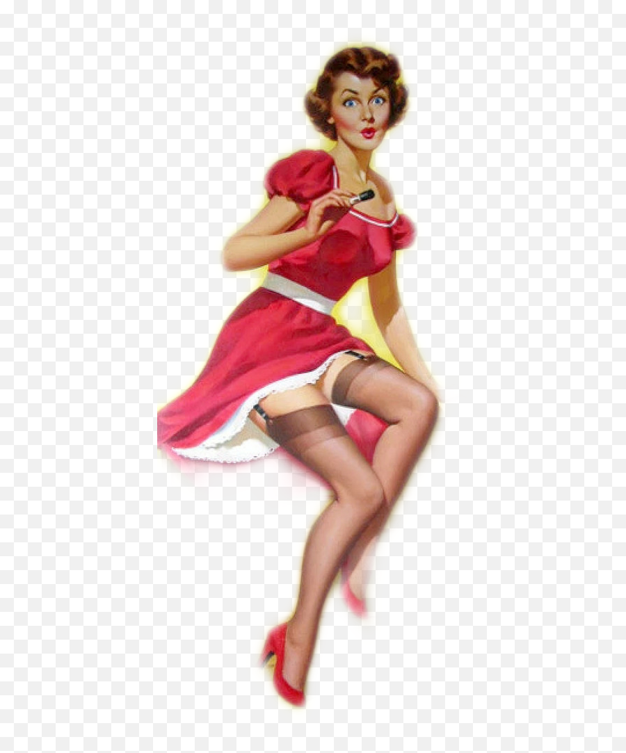 Vintage Lady Style Beauty Woman Retro Dress Pinup Red - Illustration Emoji,Salsa Lady Emoji