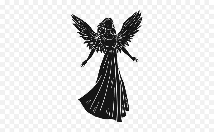 Female Angel Dark - Angel Silhouette Png Emoji,Angel Wing Emoji