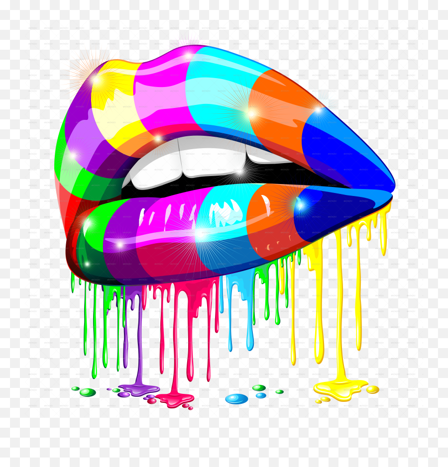 Pin - Colorful Dripping Lips Png Emoji,Snarky Emoji