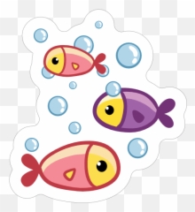 Tiny Fish And Bubbles Sticker - Clip Art Emoji