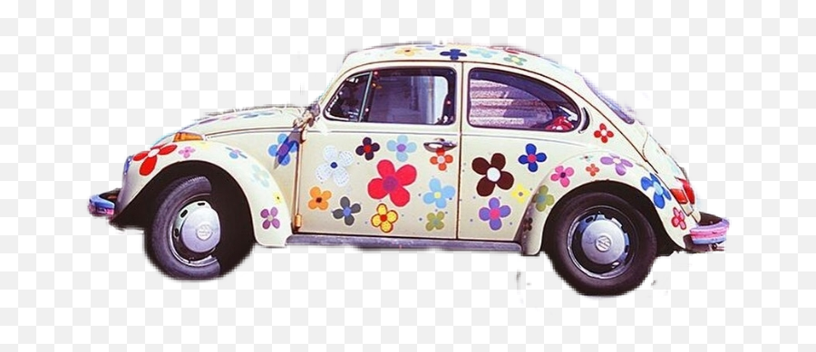Cars 60s Hippie Flowers Sticker - Antique Car Emoji,Car Grandma Flower Emoji