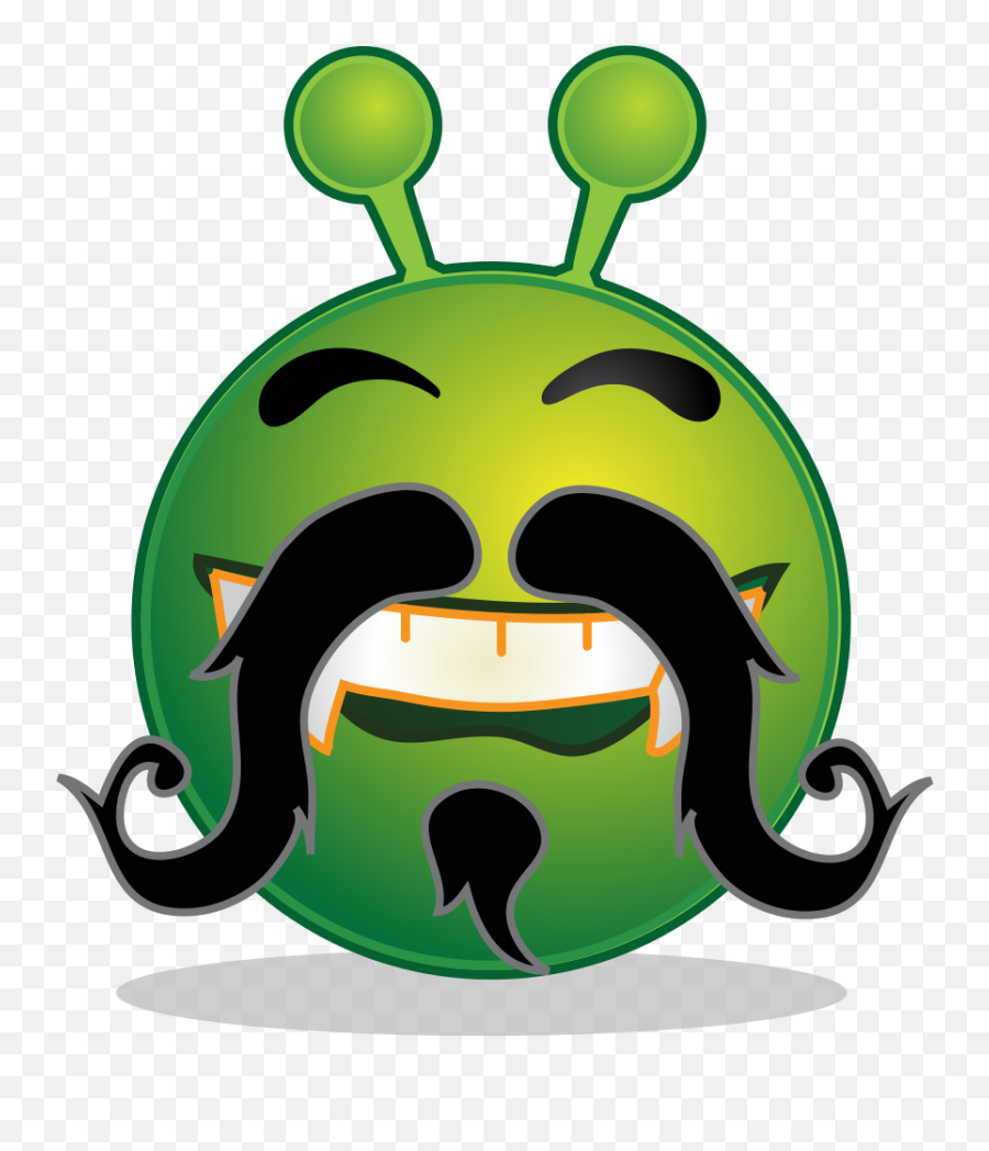 Smiley Green Alien Moustache - Smiley Alien Emoji,Blush Emoticon