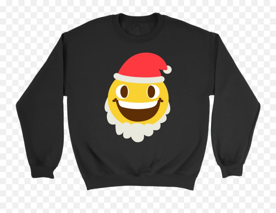 Cute Emoji Santa Claus Smile Shirts - Crew Neck,Bk Emoji
