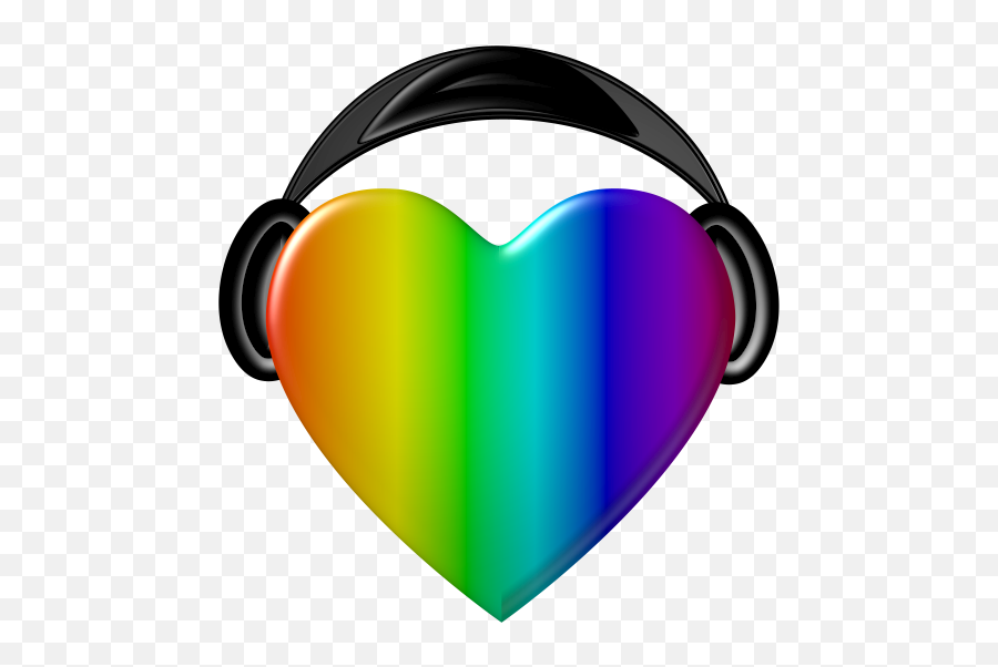 Png Of Heart With Headphone - Rainbow Headphone Clipart Emoji,Rainbow Heart Emoji Twitter