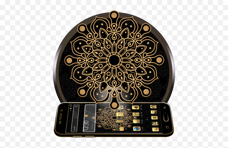 Ancient Gold Art Theme - Circle Emoji,Fire Clock Emoji