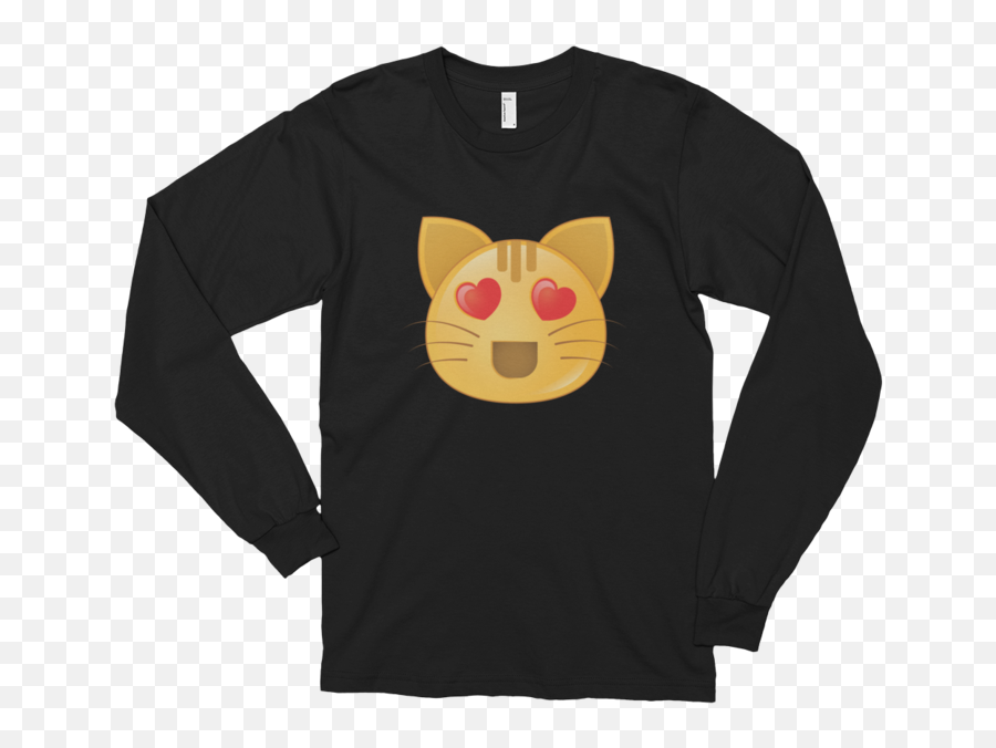 Expressive Heart Eyes Cat Emoji - Long Sleeve T Shirt Mockup Kids,Cat With Heart Emoji