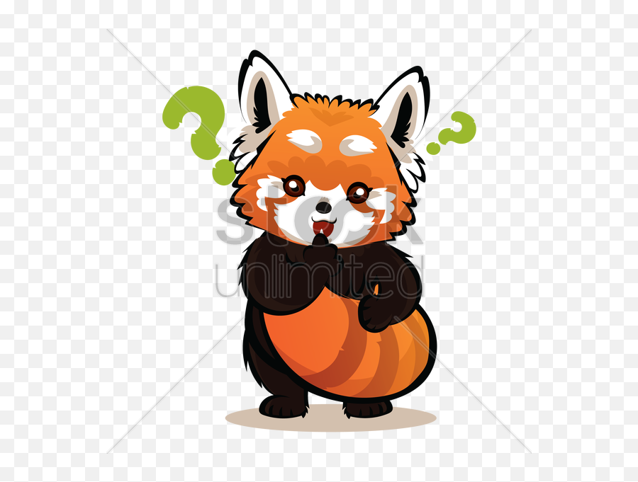 Cartoon Red Panda Confused Clipart - Red Panda Cartoon Standing Emoji,Red Panda Emoji