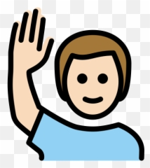 U200d Man Raising Hand Light Skin Tone Emoji - Clip Art,Raised Eyebrow Emoji Text