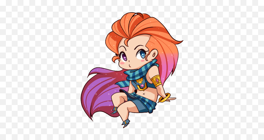 Pink Hair Stickers For Android Ios - Cut League Of Legends Zoe Gif Emoji,League Of Legends Thinking Emoji