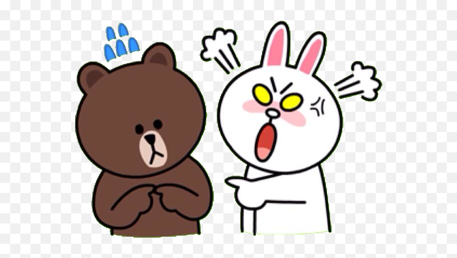 Line Sticker - Brown And Cony Angry Emoji,Gay Couple Emoji