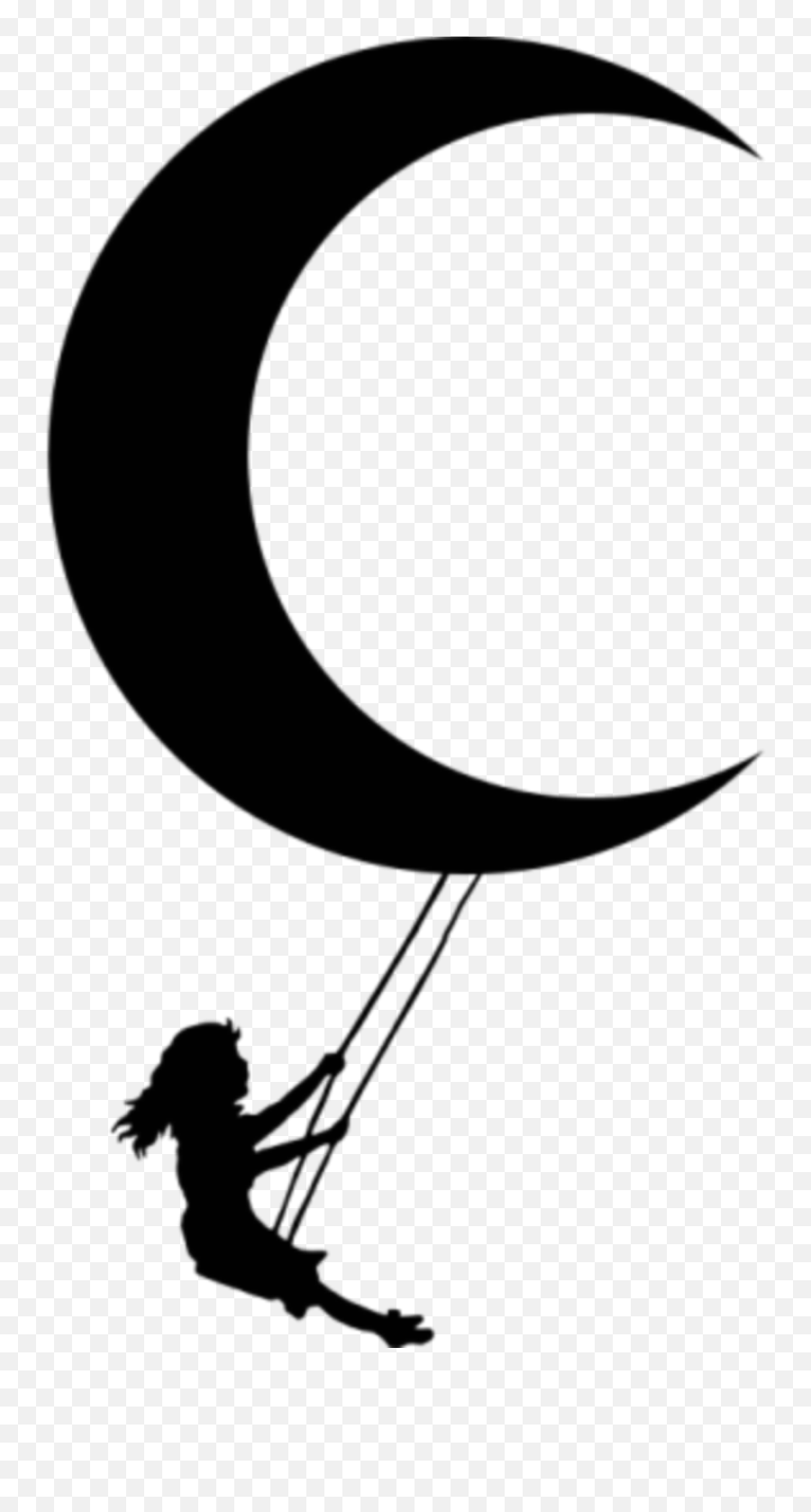Clip Art Silhouette Girl Illustration - Silhouette Girl On Swing Clipart Emoji,Black Crescent Moon Emoji