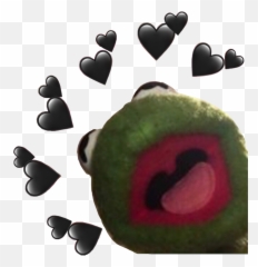 Kermitmemegreenblackheartsblackheartscutieloveemoji Fre - Kermit Heart Meme Transparent,Kermit Emoji