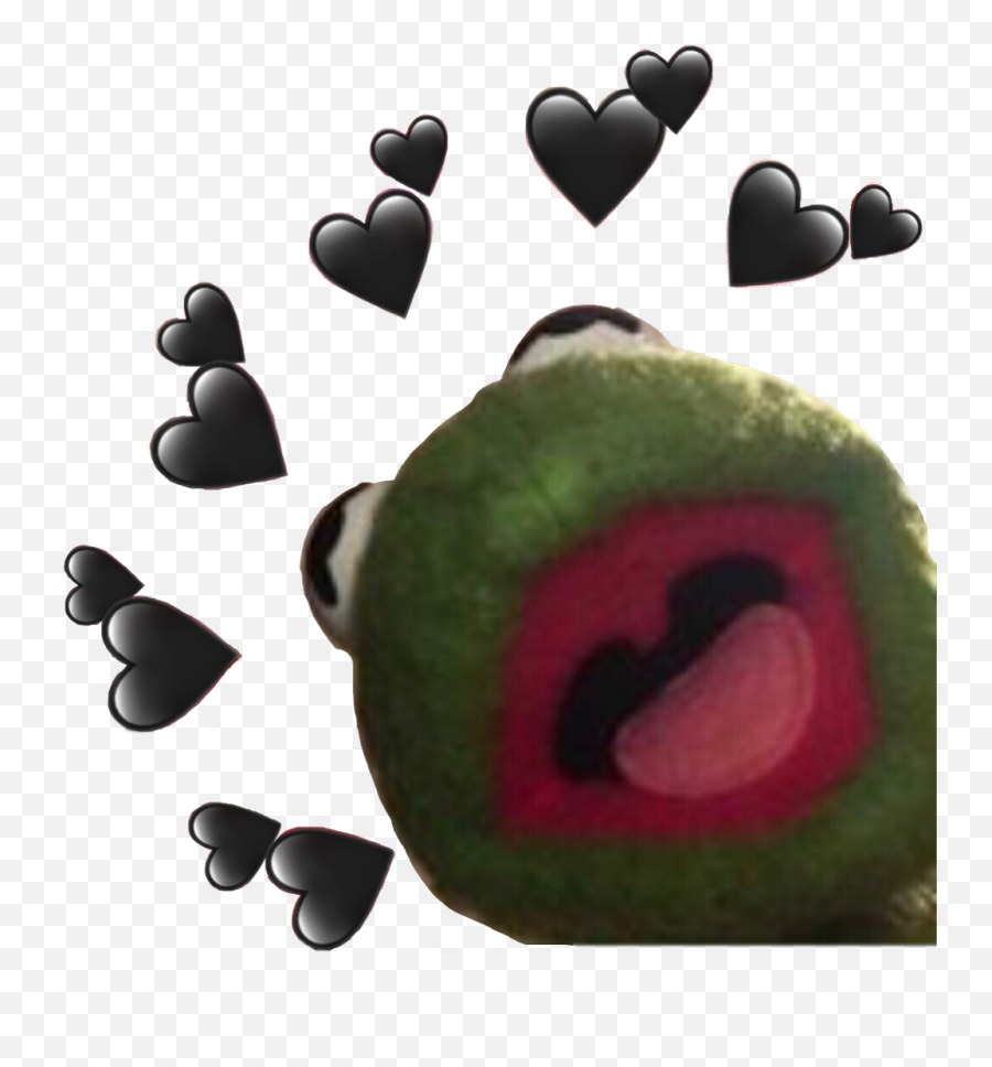 Kermitmemegreenblackheartsblackheartscutieloveemoji Fre - Kermit Heart Meme Transparent,Kermit Emoji