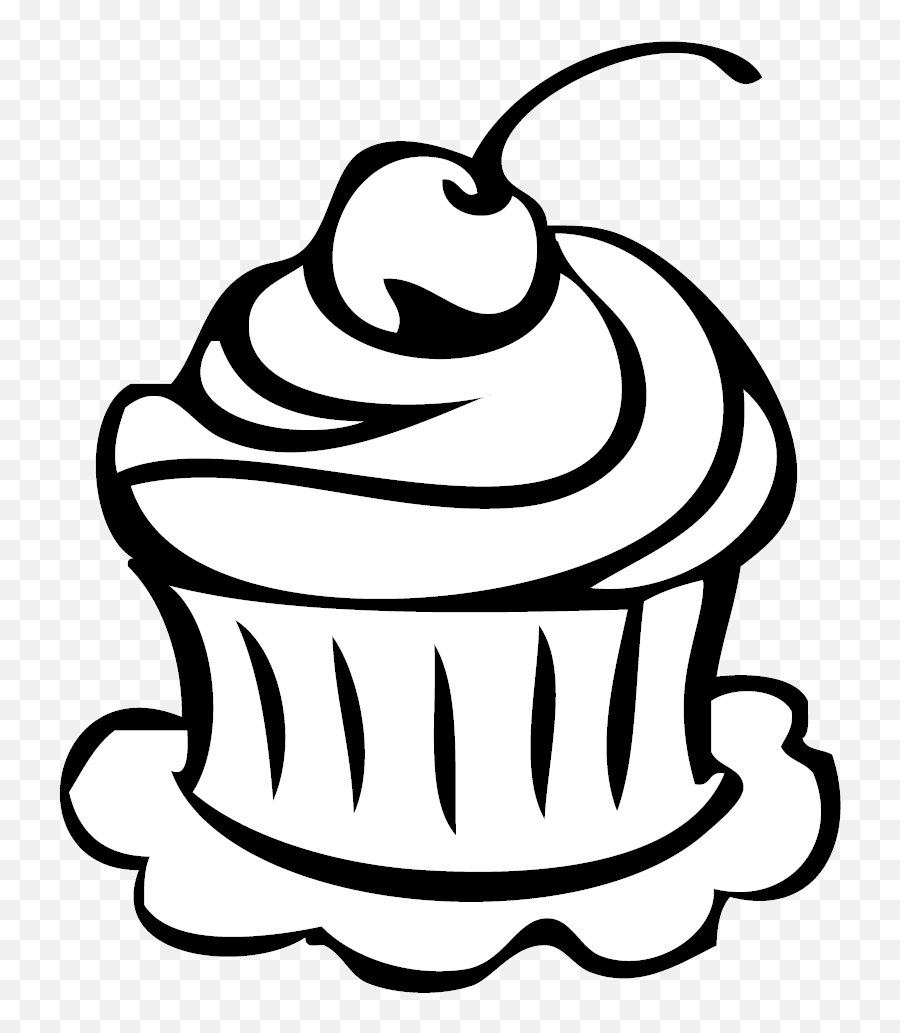 Transparent Cupcake Clipart Black And White - Cupcake Clipart Black And White Transparent Emoji,Frosting Emoji
