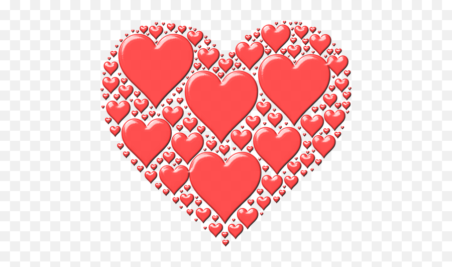 Vector Illustration Of Red Heart Made Out Of Many Small - Love Heart Images Hd Emoji,Emoji Valentine Cards
