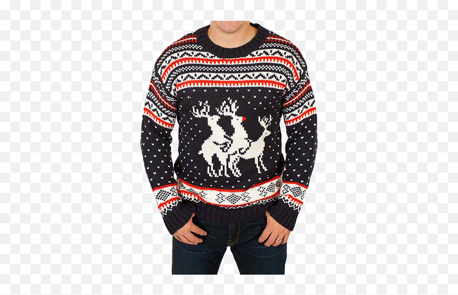 Reindeer Threesome Sweater - Dajia Jenn Lann Temple Emoji,Emoji Christmas Sweater