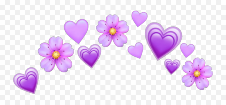 Heart Crown Emoji Flower Heart Purple Sticker By Yee - Purple Heart Crown Png,Crown Emoji
