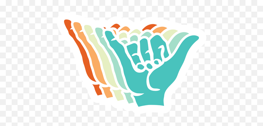 Multicolored Shaka Sign Sticker - Vintage Shaka Brah Hands Emoji,Shaka Emoji