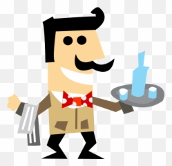 Vector Clip Art Of Waiter Man With Tray - Emoji