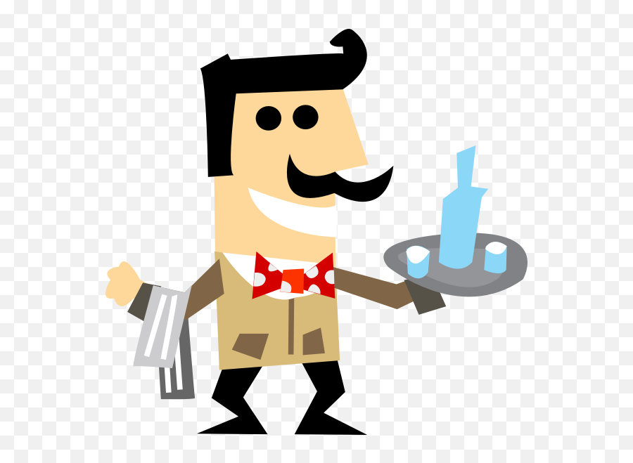 Vector Clip Art Of Waiter Man With A Tray - Clip Art Of Waiter Emoji,Blush Emoticon
