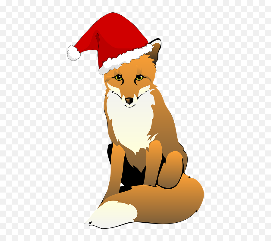 Free Cap Hat Vectors - Fox With Santa Hat Emoji,Kitty Emoticon